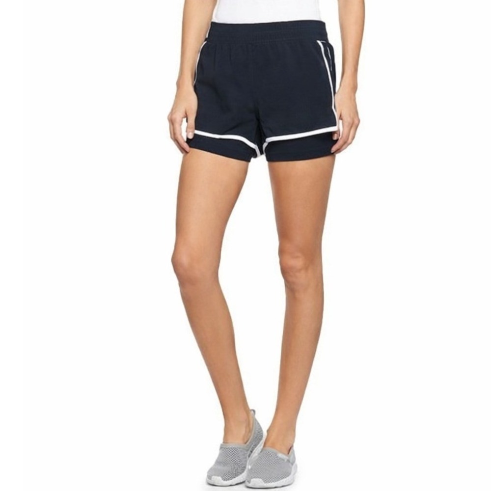 Spyder Women's Run Short W/Inner Biker & Zip Pockets Black/White Size L NWT